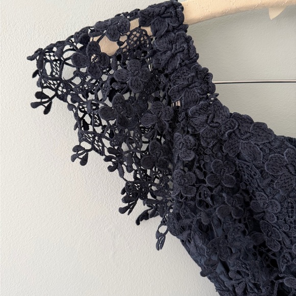 EUC - Temptation Positano Sondrio Navy Lace Off-Shoulder Dress (XS) - Picture 4 of 8